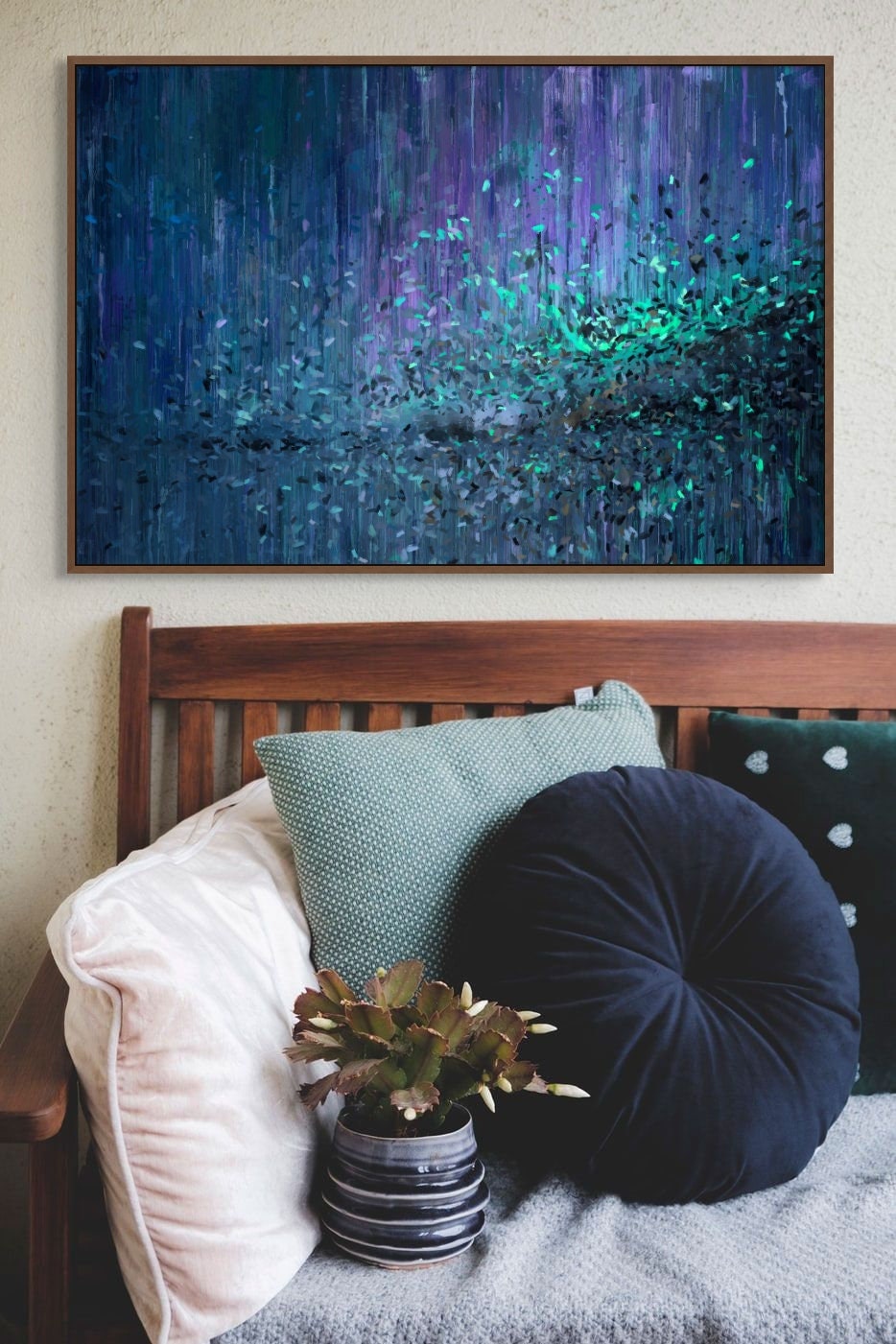 Green and Purple Abstract Wall Art, Canvas Print