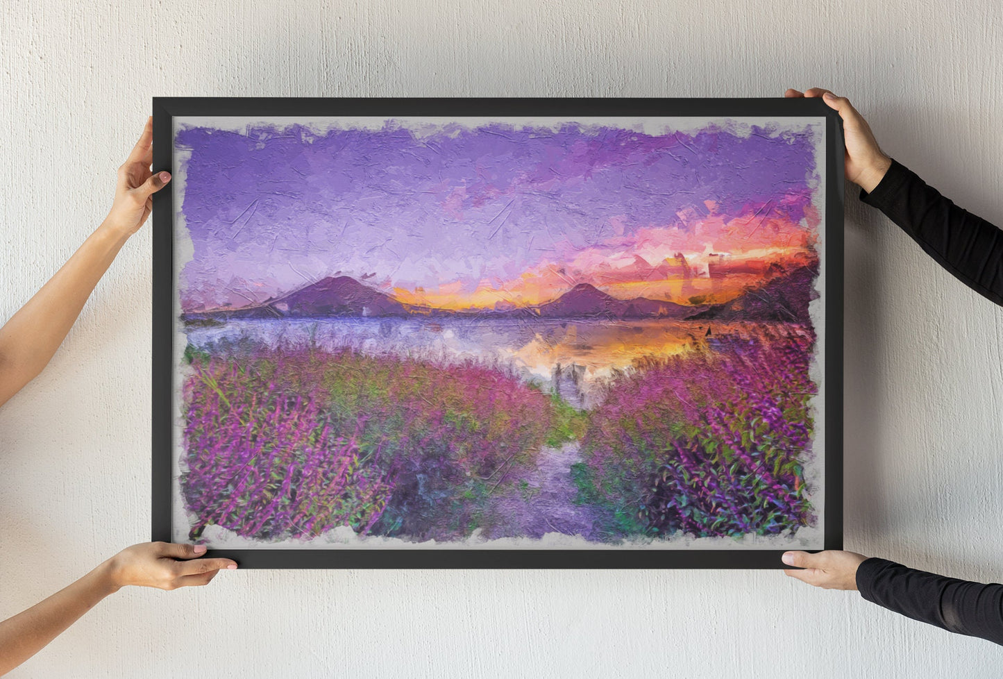 Purple Sunset Painting, Canvas Print