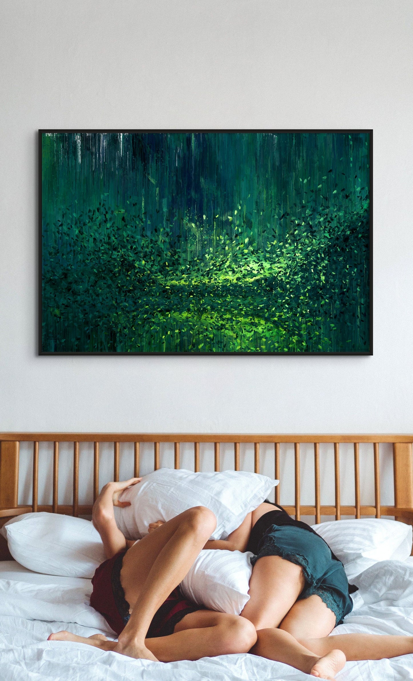 Emerald Green Abstract Canvas Print, Zen Art