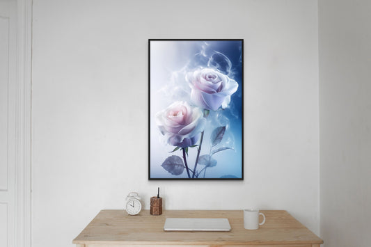 Pink and Purple Glass Rose Wall Art, Canvas Print